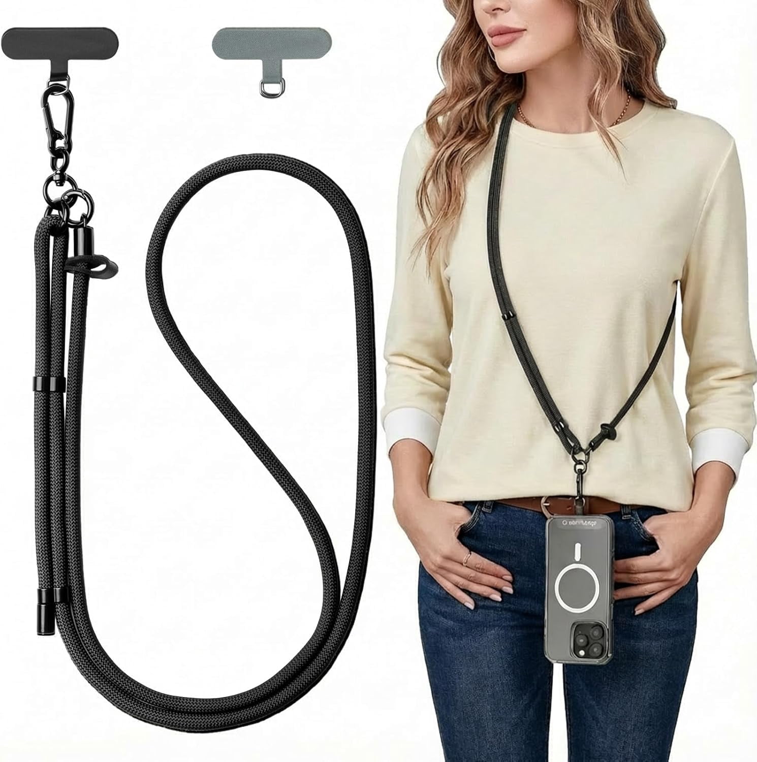 Phone Lanyard Crossbody Heavy Duty Anti-Theft for iPhone/Samsung - Extra Long Adjustable Neck Strap with Tether Tabs