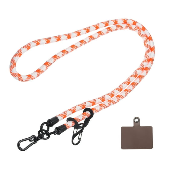 Phone Lanyard Crossbody Neck Wrist Lanyard with Lanyard Patch for Smartphone White With Orange Streak 1 Pack