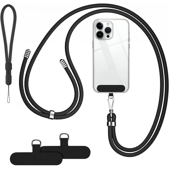 Phone Lanyard, Crossbody Wrist Nylon Cell Phone Lanyard Tether Pads Compatible with iPhone & All Smartphones in Full Cover Cases