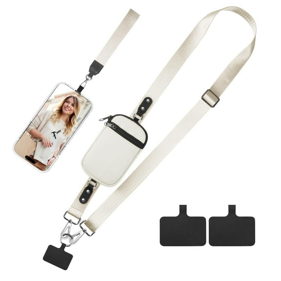 Phone Lanyard Crossbody Wrist Strap, Clip and Go Strap for Phone with Wallet Crossbody, Adjustable Phone Strap Crossbody Compatible with All Phones (Black)