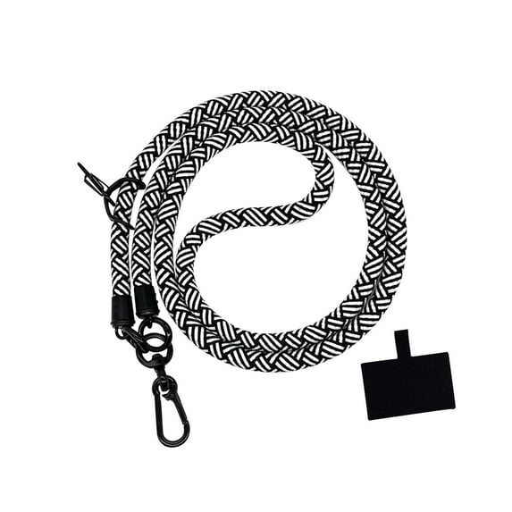 Phone Lanyard Durable Strong Phone Tether for ID Card Smartphones Key Holder Black White