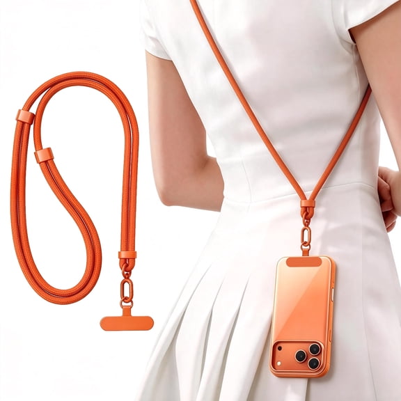 Atzeste Phone Lanyard with Tether Tab, 15.7-31.5in Adjustable Crossbody/Neck Strap, 7mm Durable, Universal Cell Phone Multifunctional Lanyard Compatible with iPhone & Android Smartphones, Orange