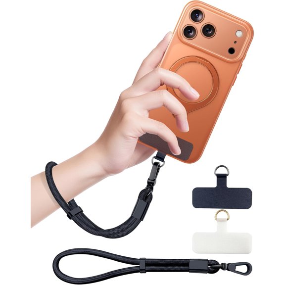 Phone Lanyard, Phone Wrist Strap for Cellphone Case, Adjustable Cell Phone Strap with 2 Tether Tabs for All Smartphones, Black