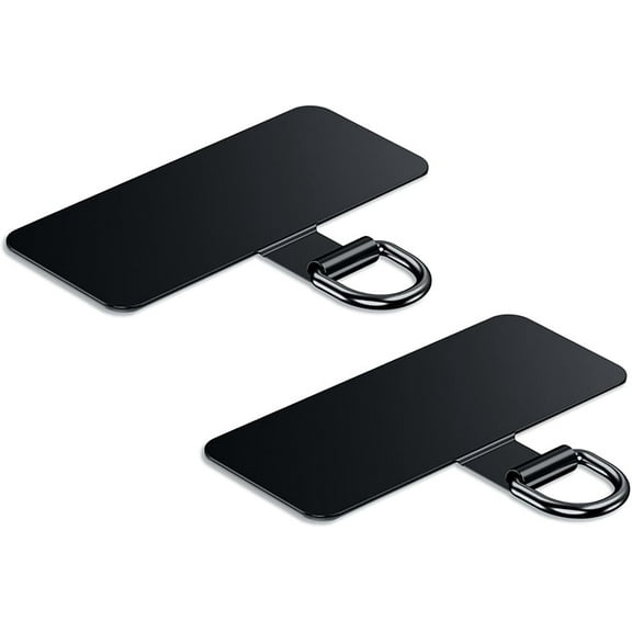 Phone Lanyard Tab, Heavy Duty Tether Tab for iPhone & Android, Metal Lanyard Patch & Strap Adapter, 44lbs Load Capacity, Universal Phone Case Insert for Strap & Charm (Black+Black)