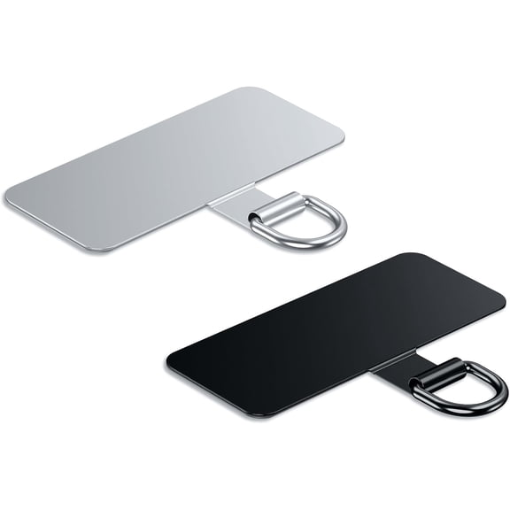 Phone Lanyard Tab, Heavy Duty Tether Tab for iPhone & Android, Metal Lanyard Patch & Strap Adapter, 44lbs Load Capacity, Universal Phone Case Insert for Strap & Charm (Fashion Silver+Black)