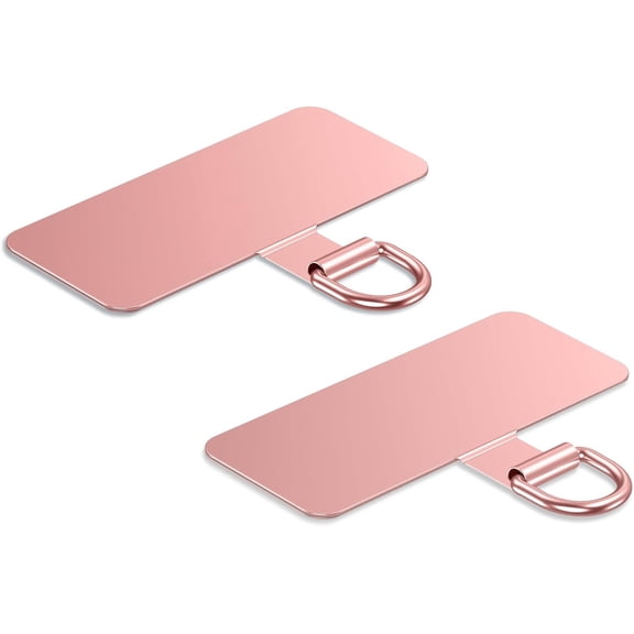 Phone Lanyard Tab, Heavy Duty Tether Tab for iPhone & Android, Metal Lanyard Patch & Strap Adapter, 44lbs Load Capacity, Universal Phone Case Insert for Strap & Charm (Rose Gold*2)