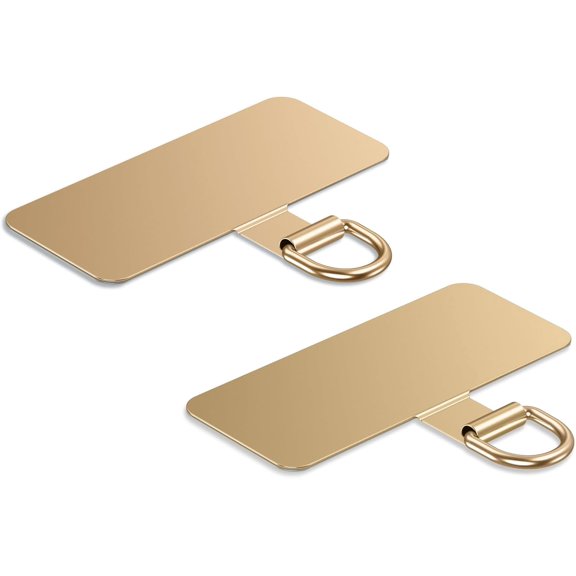 Phone Lanyard Tab, Heavy Duty Tether Tab for iPhone & Android, Metal Patch Strap Adapter, 44lbs Load Capacity, Universal Case Insert Charm (Champagne Gold*2)