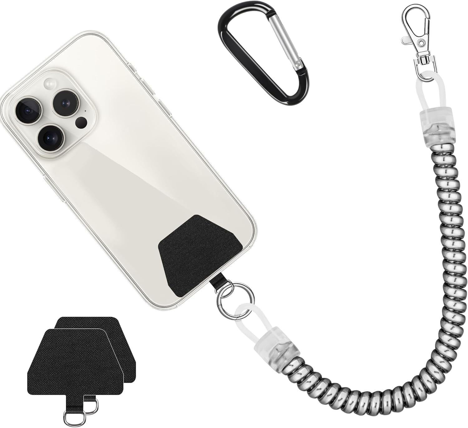 Phone Lanyard Tether with Patch, Stretchy iPhone Lanyard Anti Theft Phone  Strap for Anti-Drop Outdoor Skiing Hiking Cycling Climbing Compatible for  ...