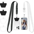 thumbnail image 1 of Phone Lanyard, Universal Adjustable Neck Strap for Phone Case Keys ID Badges Cell Phone Lanyard Compatible with iPhone, Samsung, Most Smartphones, 2 Pack, Black White, 1 of 10