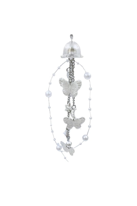 Elegant Pearl Fringe Wind Keychain White Butterfly Pendant Phone Lanyard Holder Schoolbag Ornament Women Girl