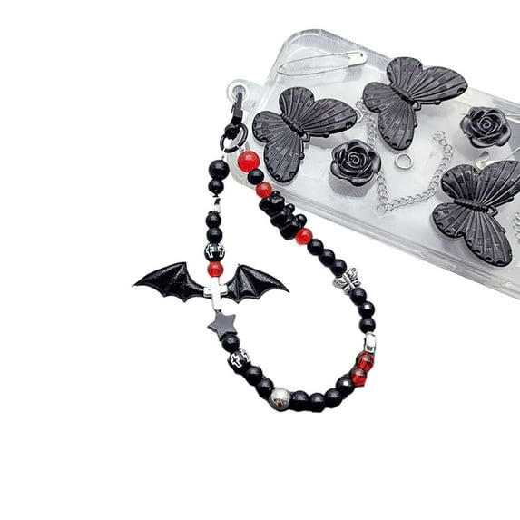 Phone Lanyard Wrist Strap Star Charm Keychain Bat Pendant Phone Charm Antilost Cellphone Strap Cord Women