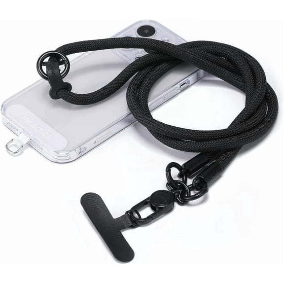 Phone Lanyardx1,Phone Tether Tabx2, Phone Lanyards for Around the ,Rope Lanyard,Universal Adjustable Phone Strap Crossbody, Phone Chain(Black)