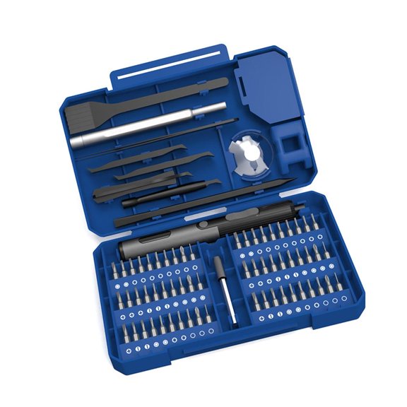 Phone Laptop Repair Screwdriver Set 76 in 1 with Cordless Electric Handle Adjustable Speed Setting and Organized Bit Case