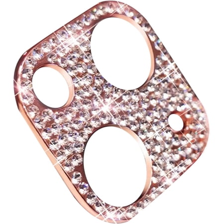Phone Lens Film Attractive Decorative Compatible with iPhone 14 13 Pro Plus Pro Max Mini Bling Rhinestone Mobile Phone Camera Lens Glass Rose Gold for iPhone13Pro/13ProMax