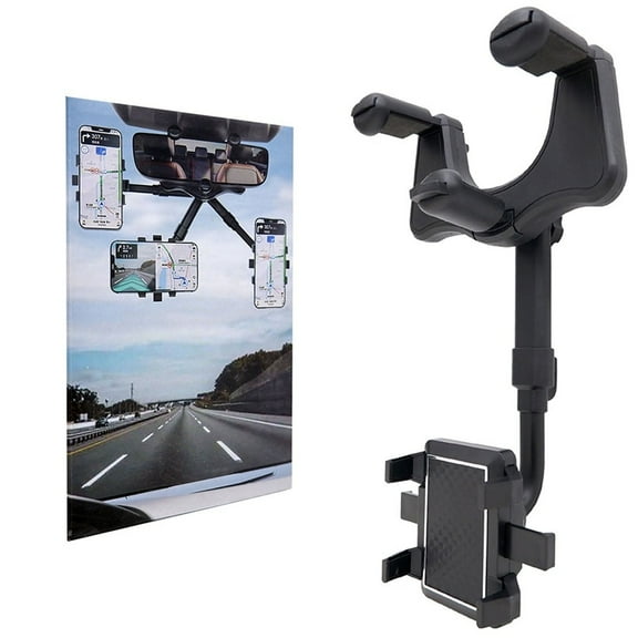 Phone Mount for Car,Car Phone Holder Mount, Car Rearview Mirror Phone Holder 360Rotatable and Retractable Multifunctional Universal Cell Phone Mount Stand for All Mobile Phones