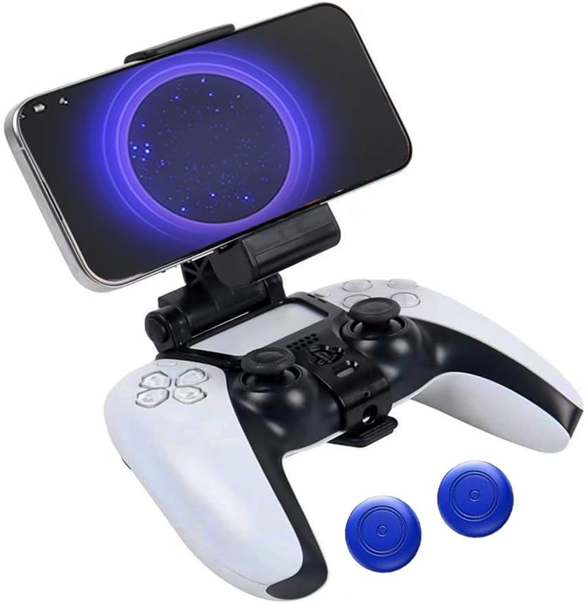 Phone Mount Clip for PS5 Controller Gen2, Mobile Gaming Clip Cell Phone Stand Holder Replacement for PlayStation 5 Dualsense Controller Remote Play-Quick Multi Angle Adjustment