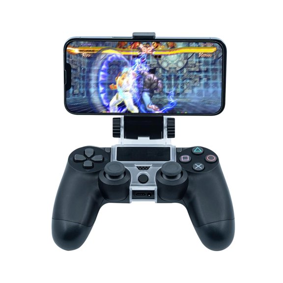 Phone Mount Clip for PS4 Controller, Smart Phone Holder Compatible with PS4 DualShock 4 Controller and iPhone, Android up to 6 Inch - Black