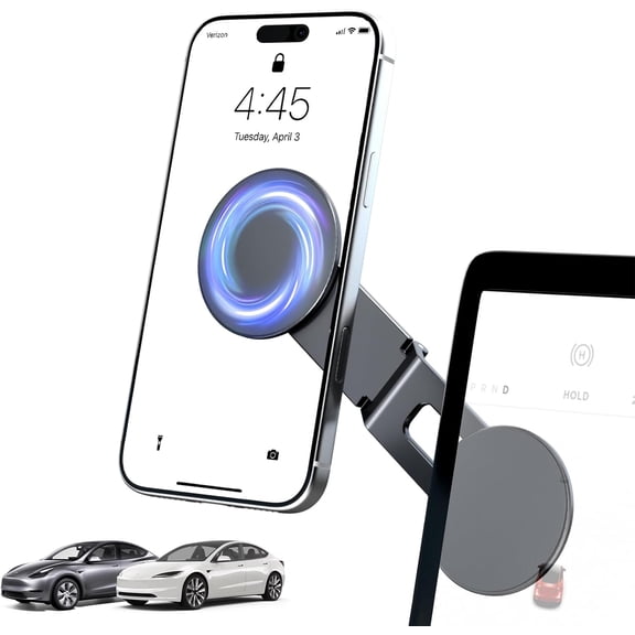 Phone Mount for Model 3/Y, Foldable Hidden Tesla Phone Holder with Strong Magnet for iPhone 17/16/15 Pro Max Mag-Safe, 360 Adjustable Car Mount Tesla Model 3/ Model Y Accessories