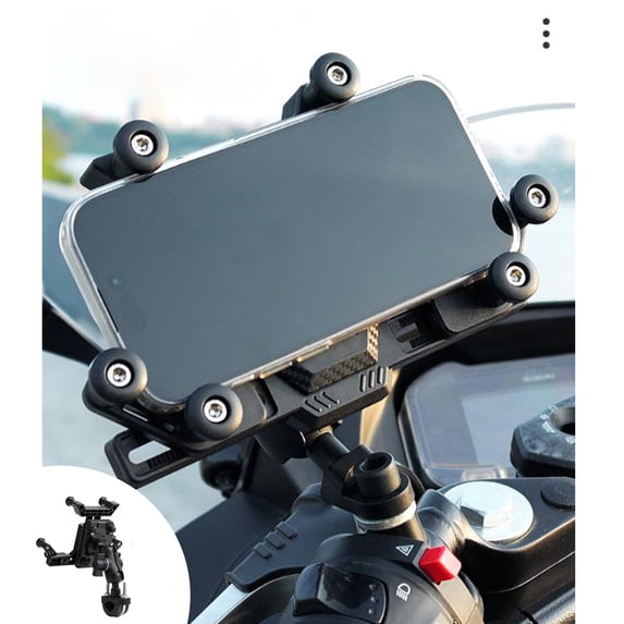Phone Mount Motorcycle Holder, Shockproof Abs Material, 360-degree Rotation, Universal Adjustable Grip, Heavy Duty Navigation Cradle, Topliu