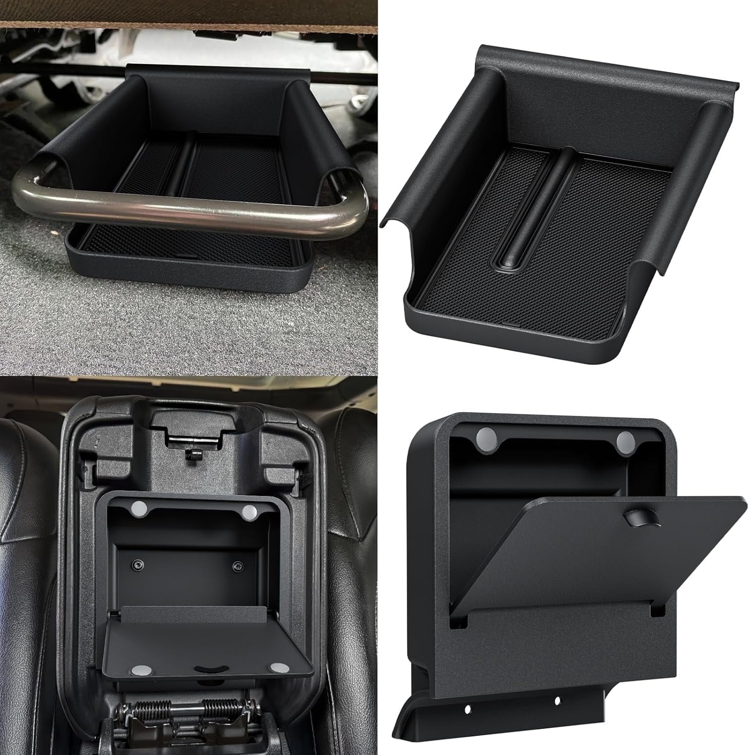 DIAMOOKY Jeep Wrangler & Gladiator Accessories 2PCS Front Under Seat Storage Bin & Center Console Hidden Organizer Box