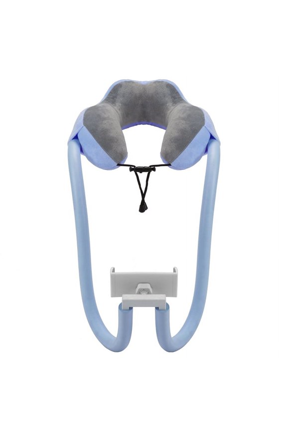 Phone Neck Pillow Holder for Plane Travel Adjustable Cell Phone Stand with 360 Flexible Tablet Arm Pillow,Light Blue