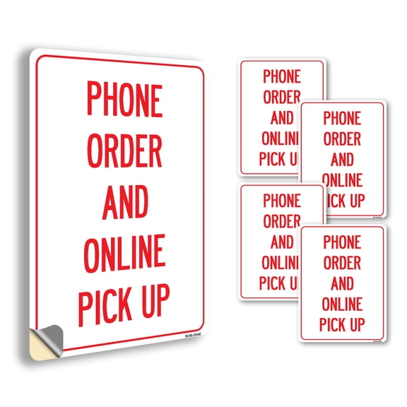 Phone Order And Online Pick Up Public Safety Vinyl Decal Label 10 Inch x 7 Inch - 5 Pack