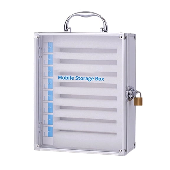 Phone Organiser Secure Locking Systems Mobile Device Organiser Metal Frame Protective Foam Interior For Public Spaces