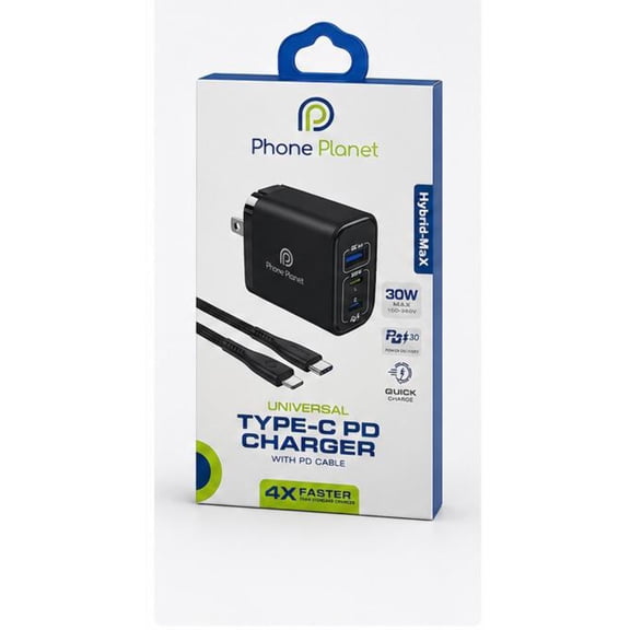 Phone Planet 30W PD Fast Charger with Type-C Cable