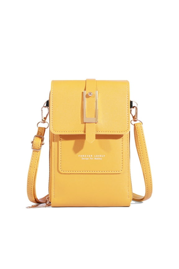 Phone Purse, Gaqring Touchscreen Leather Crossbody Bag, Mini Wallet with Clear Window Card Slots Lightweight Travel Gift, Yellow