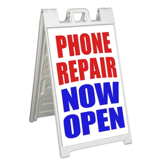 Phone Repair Now Open (24" X 36") Standard A-Frame Signicade, Includes Decal Applied To Stand