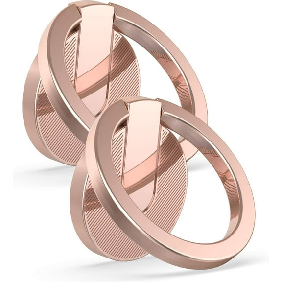 Phone Ring Holder, 2 Pack 360° Rotation Universal Ring Holder with Metal Phone Ring Handle, Compatible with All Smartphones, iPad, Tablet, iphone Rose Gold