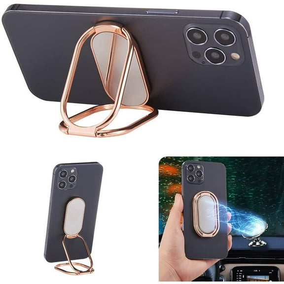 Phone Ring Holder Finger Kickstand Foldable Cellphone Back Stand 360° Rotation Metal Grip Holder for Magnetic Car Mount Compatible with iPhone Samsung Smartphone iPad