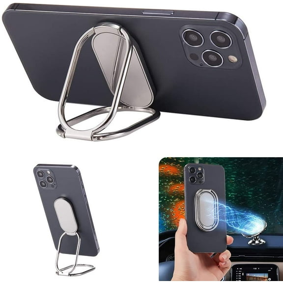 Phone Ring Holder Finger Kickstand Foldable Cellphone Stand 360 Degree Rotation Metal Loop Grip for iPhone 14 Samsung All Smartphone and iPad Tablets Compatible Magnetic Car Mount