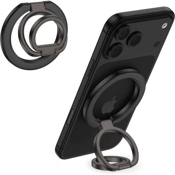 for Phone Ring Holder Grip Stand for iPhone 17 16 15 14 13 12 Pro Max, Dual-Sided Magnetic Finger Ring with Adjustable Kickstand for Samsung Galaxy S26 S25 S24 S23 S22 S21, N55 Strong Magnet