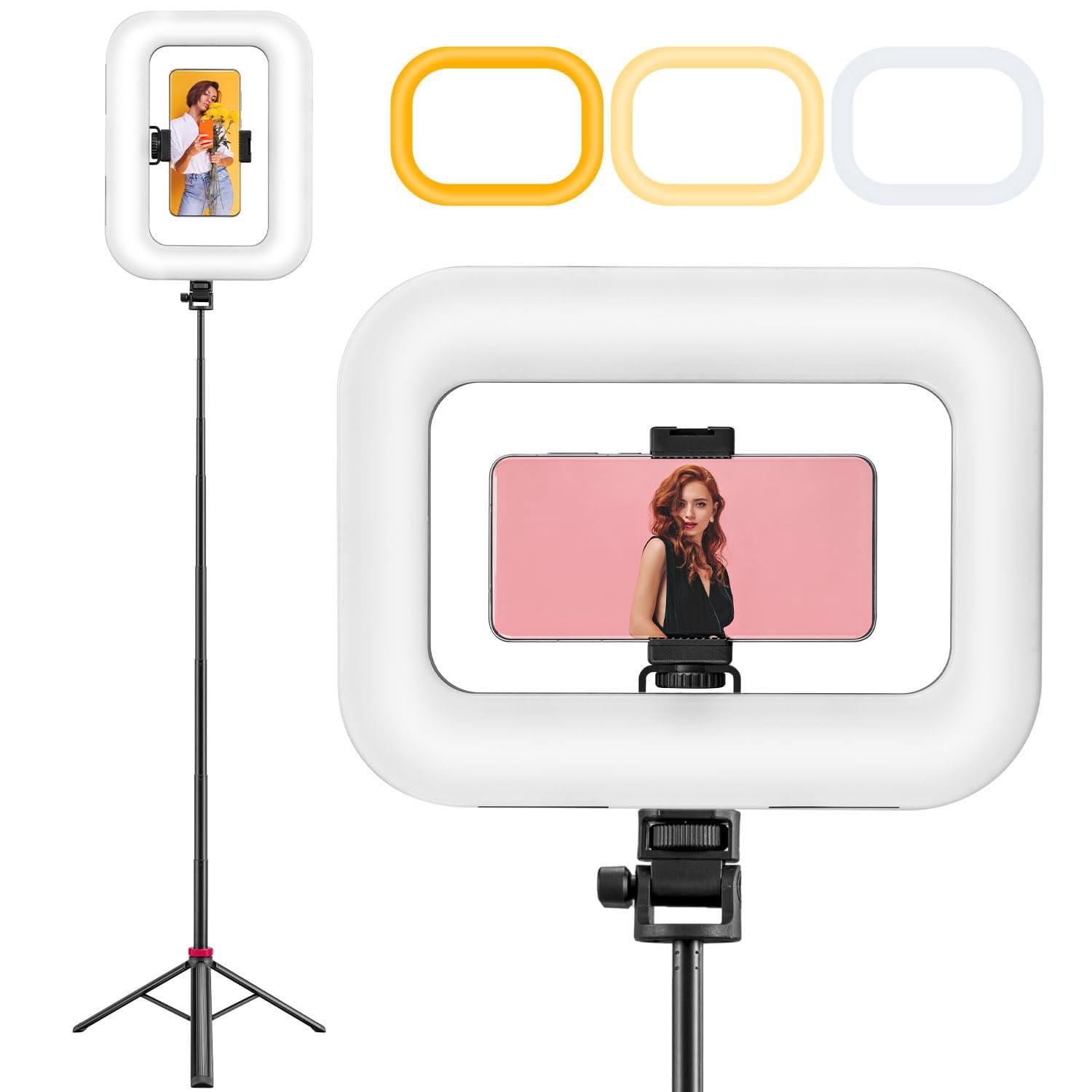 Phone Ring Light With 80" Tall Tripod Stand Built-in 8000mah Handheld Smartphone Photo Selfie Video Rig Lights 2700k-6500k For  Recording Filmmaking Vloging