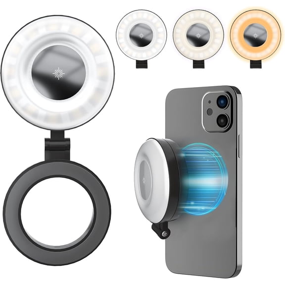 Phone Ring Light, Rechargeable Selfie Light, Adjusted 3 Light Modes 180? Flip Ring Light for Makeup, Video, , Vlog, Travel Photography, Compatible with and Android