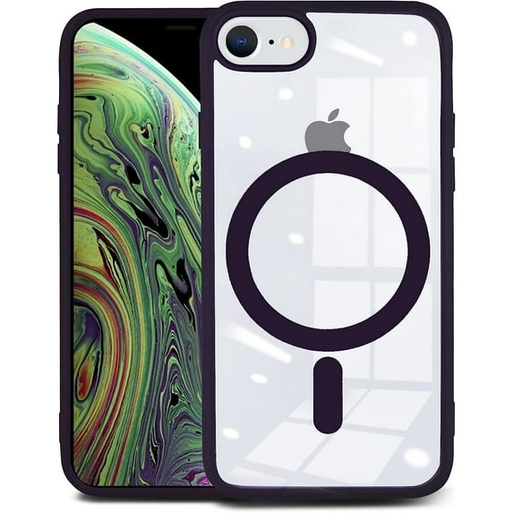 Phone SE Case 2022/2020, iPhone 8/7 Case Compatible with MagSafe, Anti Yellowing Shockproof Phone Case for Women Men Slim Thin Clear Phone Cover (4.7 inch) - Candy Purple