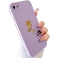 thumbnail image 1 of Phone SE Case 2022/2020,iPhone 8 Case,iPhone 7 Case 4.7",Cute Plated Rose Gold Flower with Anti-Fall Lens Cover Shell,Soft TPU Shockproof Phone Protection Cases for Women Girls Men,Purple, 1 of 15
