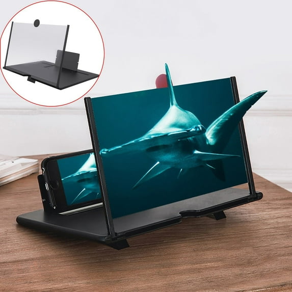 Phone Screen Magnifier 14 Inch, Stereoscopic Amplifying, Desktop Folding Stand Bracket, Optical Technology, for All Phones, Reduce Eye Fatigue