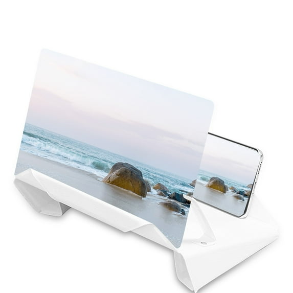 Phone Screen Magnifier Stereoscopic Amplifying 12Inch Desktop Leather Bracket, Phone Holder