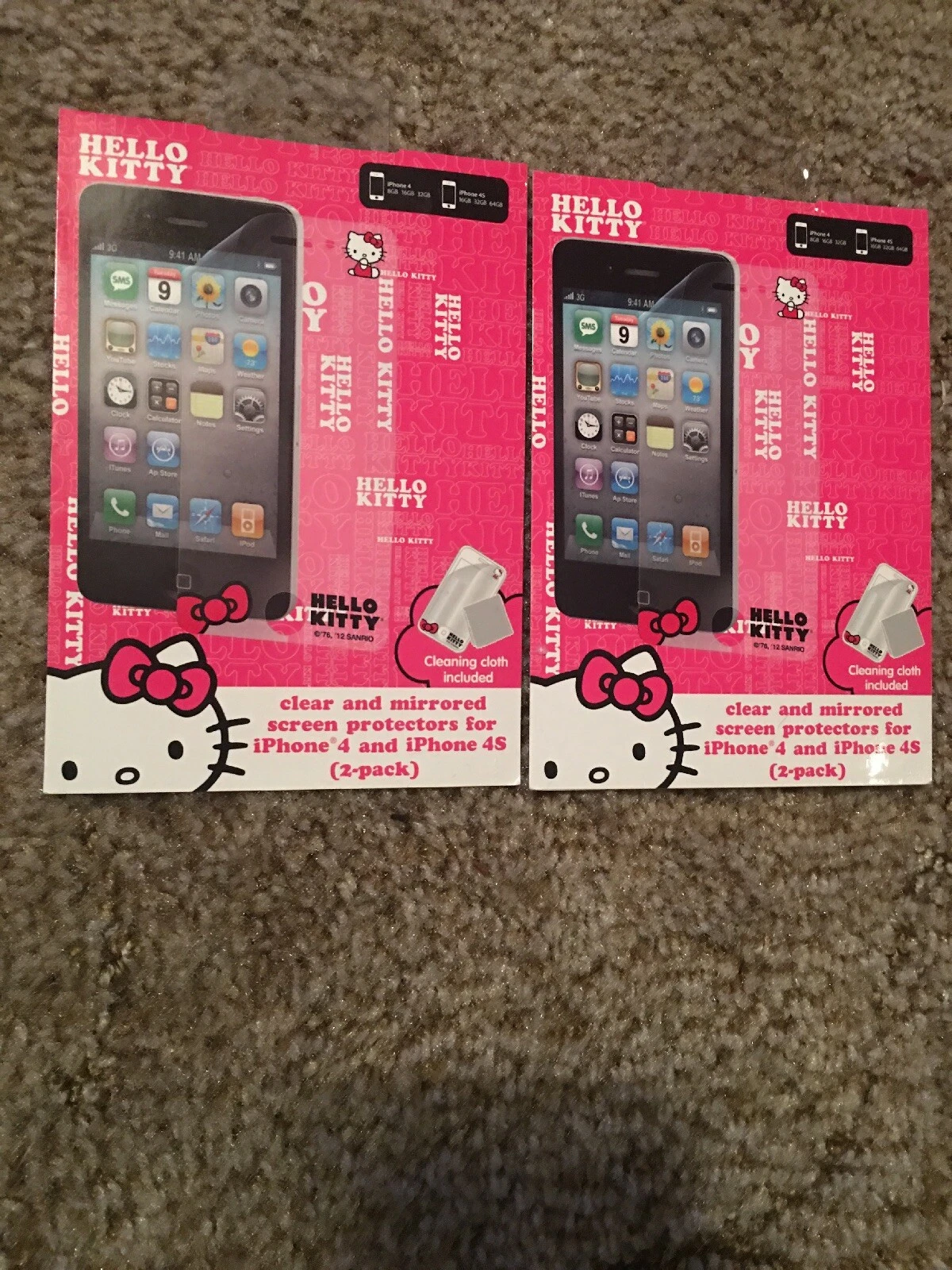 Phone Screen Protectors 2-Pack Iphone Clear & Mirrored Hello Kitty Lot Of 2 = 4