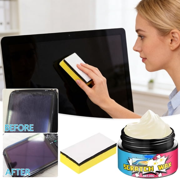 Phone Screen Scratch Remover Paste 30g with Sponge – Nano Polishing Cream for Phone, Tablet, Laptop and Computer Glass Screens, Restores Smoothness and Shine