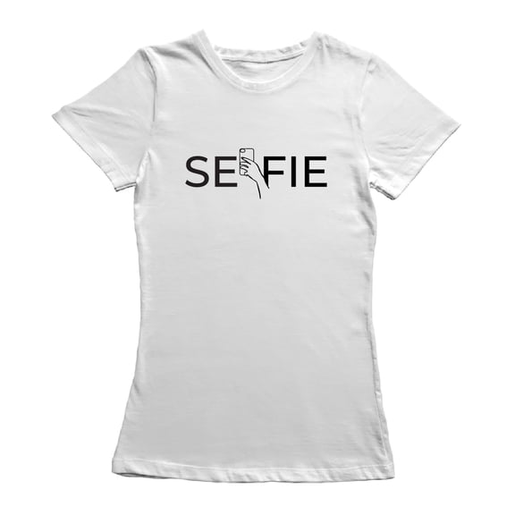 Phone Selfie Graphic Women White T-Shirt, Female Medium