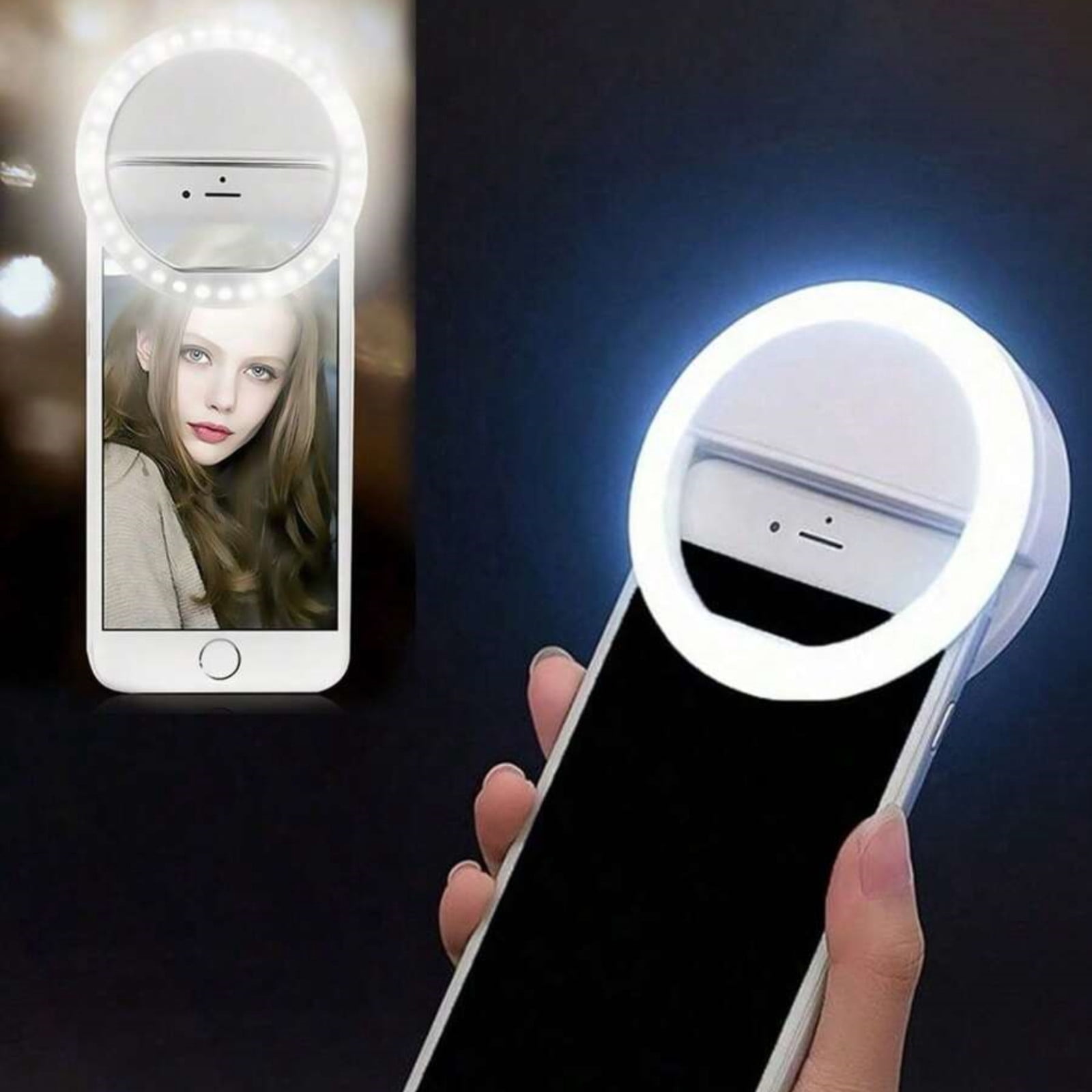 Phone Selfie Ring Light USB Rechargeable LED With 3 Brightness Modes & USB Cable