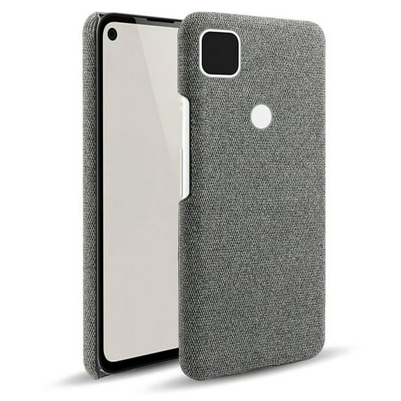 Phone Shell Cloth Pattern Leather Case Google Pixel Anti Drop Protective Cover Suitable for Google Pixel 4A(Gray)