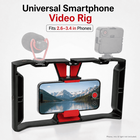Himonut Phone Stabilizer for Video Recording, Phone Cage with Dual Handles, Phone Camera Grip, 2.6-3.4 in