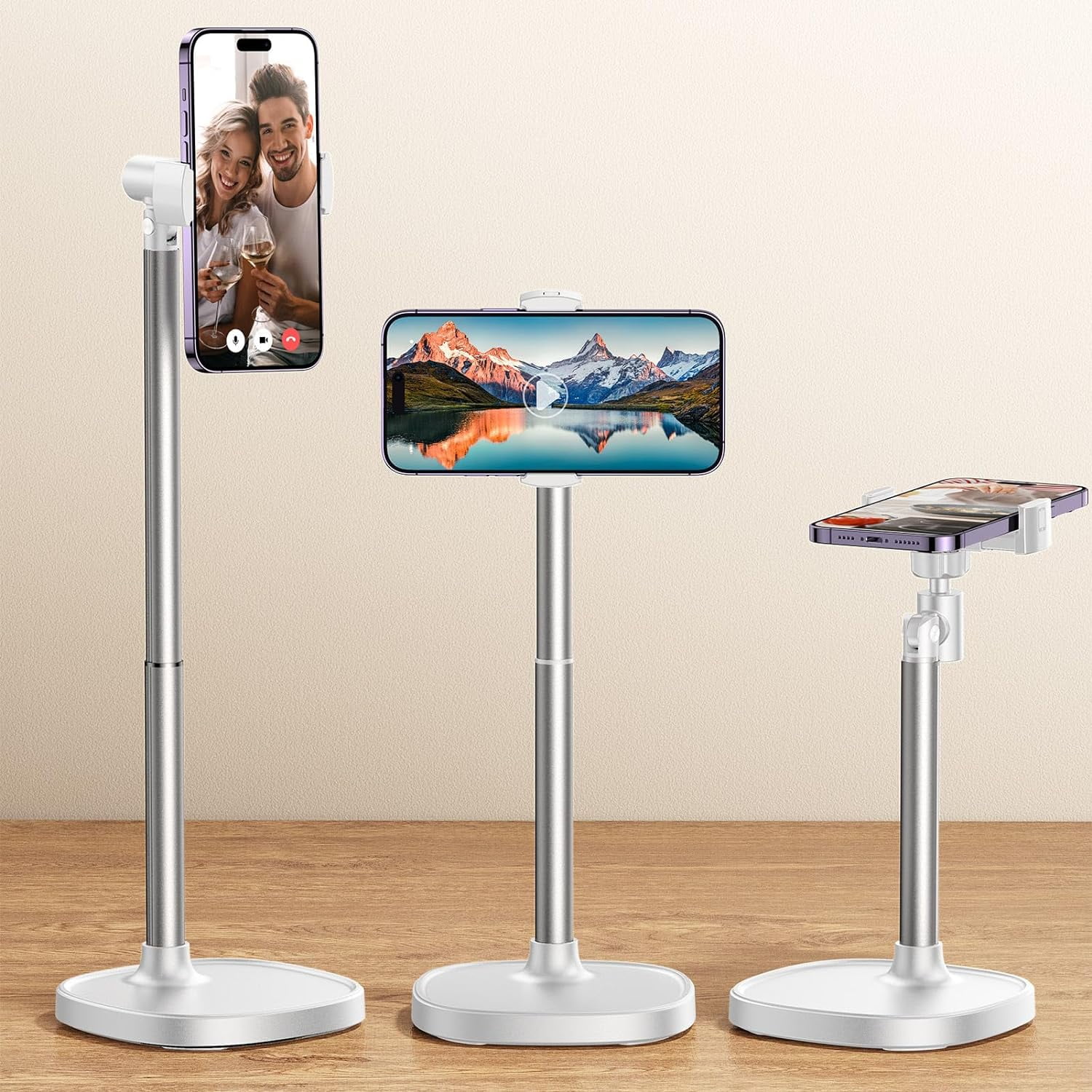 Phone Stand for Desk, Angle Height Adjustable Phone Holder for Desk