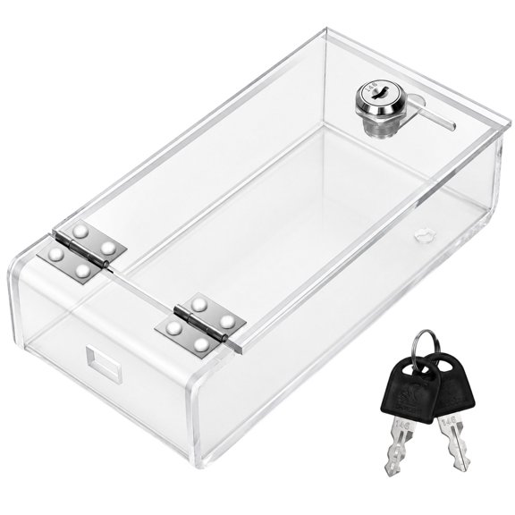 Phone Storage Case with Clear Acrylic Design, Lift-Up Lid, and Front Cable Access for Tabletop Use in Shared Work or Household Spaces