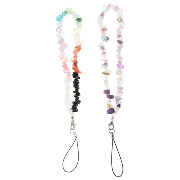2 Pcs Crystal Gravel Phone Strap Charm Pendant Mobile Chain Multi-Function Cellphone Holder Accessory