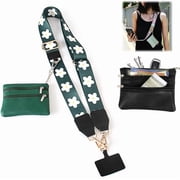 Phone Strap With Zippered Pouch, Universal Lanyard Crossbody Wrist Strap With Wallet, Adjustable